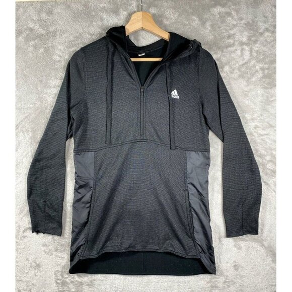Adidas ClimaWarm Black Pullover Hoodie Women's Medium Thermal Athletic Layer - Picture 1 of 14